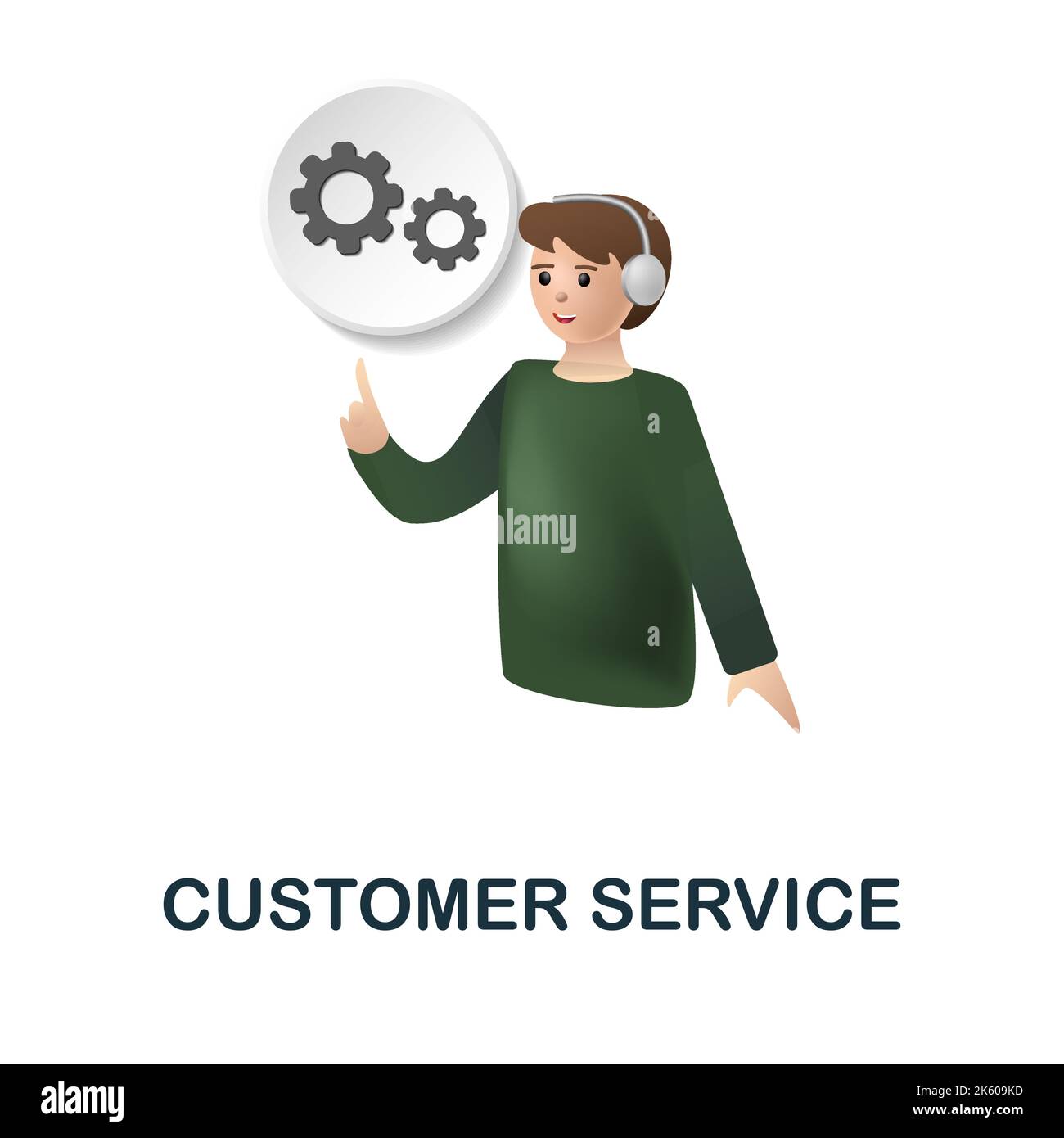 Icono de servicio al cliente. ilustración en 3d de la colección de