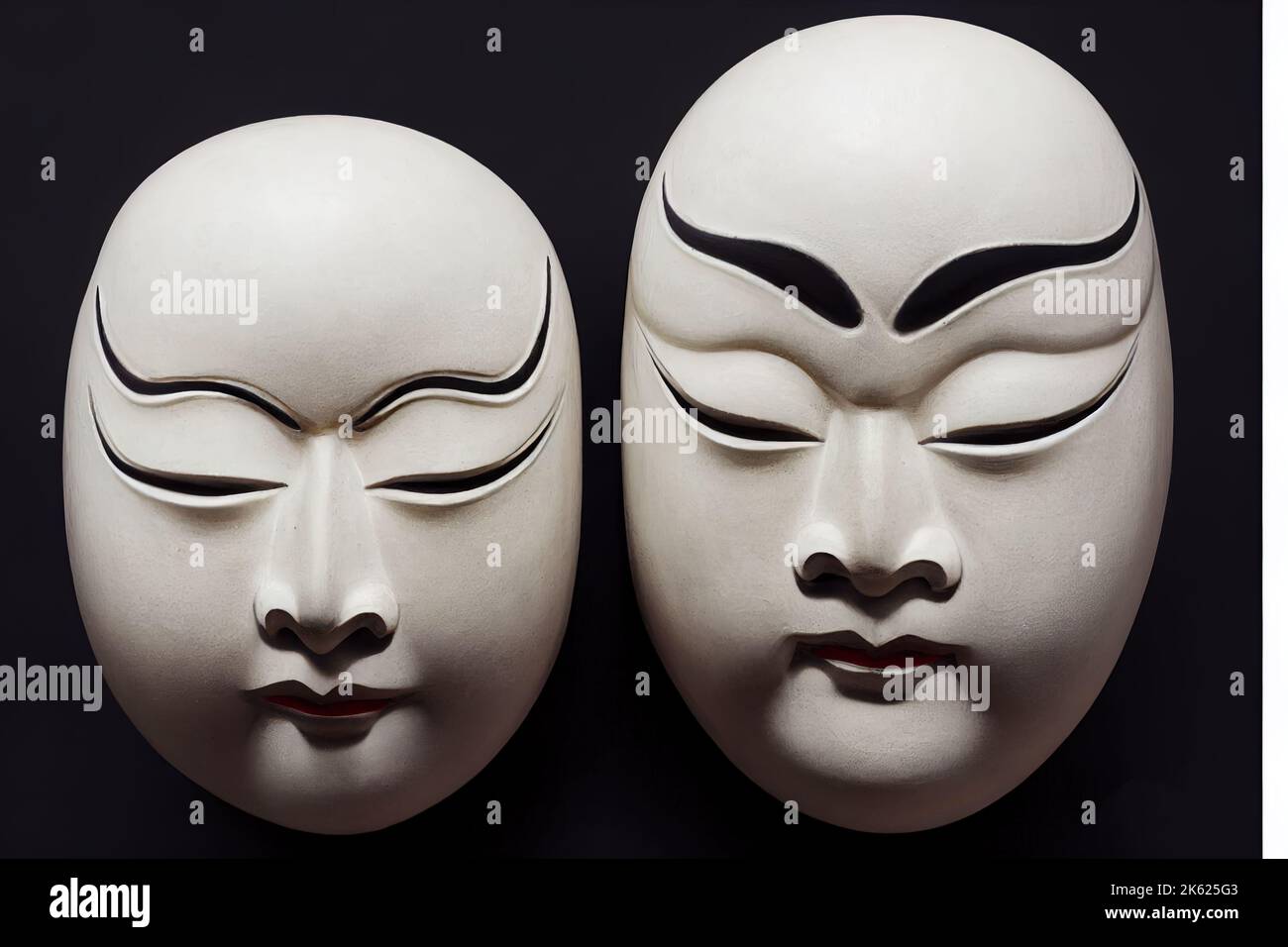 Máscara de teatro kabuki tradicional japonesa pintada de cerámica