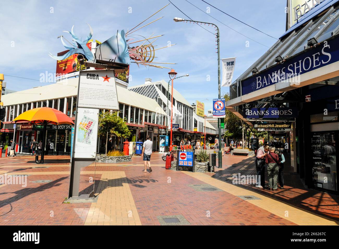 Manners Mall señal de la calle en Wellington en la isla norte en Nueva Zelanda Wellington es apodado 'Windy Wellington.' y es la capital de Nueva Zelanda Foto de stock