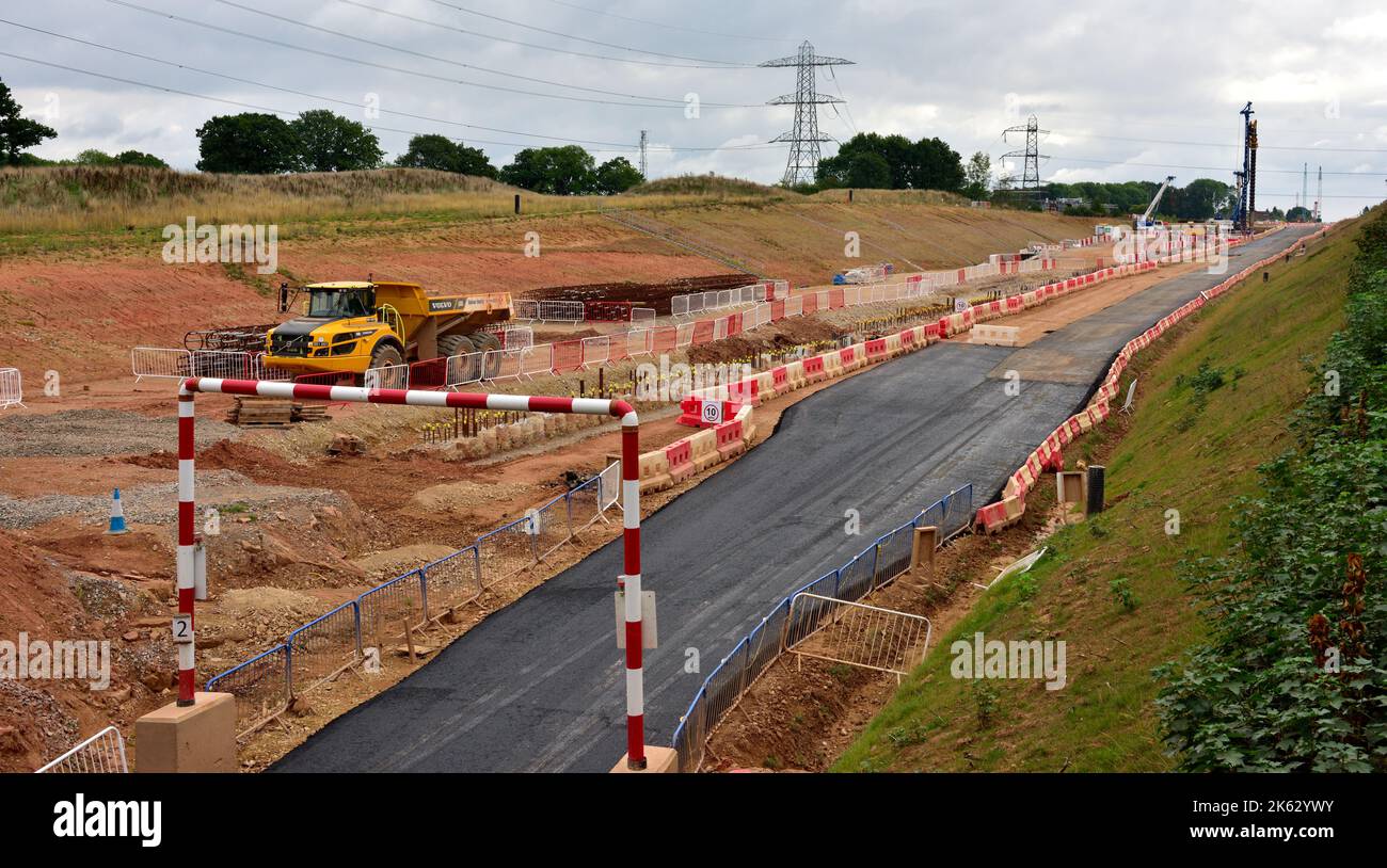 HS2, trabajos de construcción de la línea ferroviaria de alta velocidad 2 en el campo a lo largo de Waste Lane, Coventry, junto al proyecto Kenilworth Green Way Foto de stock