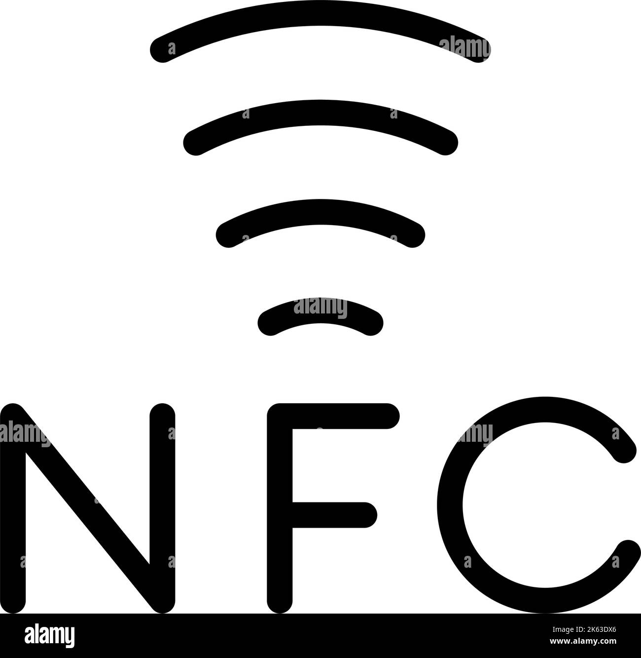 Comunicación de campo cercano, icono negro NFC. Cartel de pago inalámbrico.  Símbolo de pago NFC sin contacto Imagen Vector de stock - Alamy