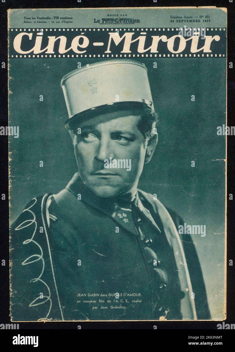 El actor francés Jean Gabin en 'Gueule d'Amour" Fecha: 1937 Foto de stock
