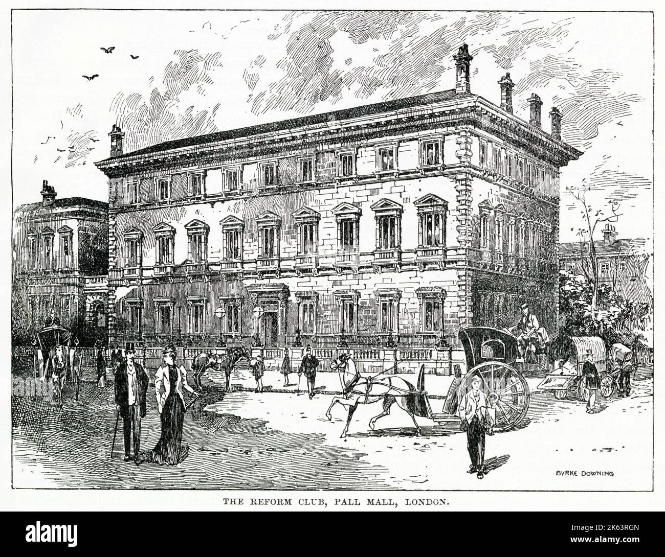Exterior del Reform Club, Pall Mall, Londres. Fecha: 1872 Foto de stock