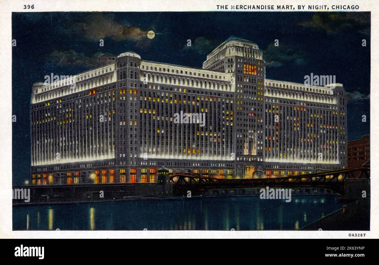Chicago World's Fair 1933 - The Merchandise Mart, por la noche. 133 Foto de stock
