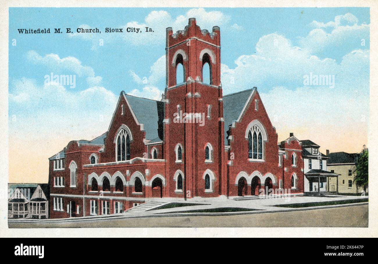 Iglesia Metodista Episcopal Whitefield, Sioux City, Iowa, EE.UU Fecha: Alrededor de 1920 Foto de stock