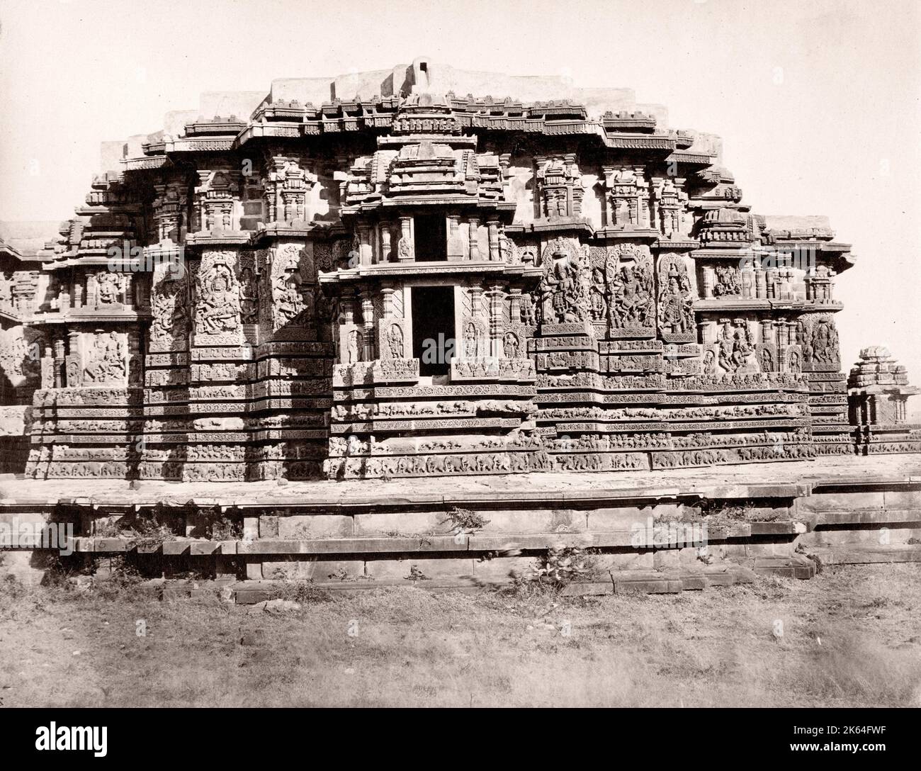 Vintage del siglo xix fotografía India - templos Jain Halebidu Foto de stock