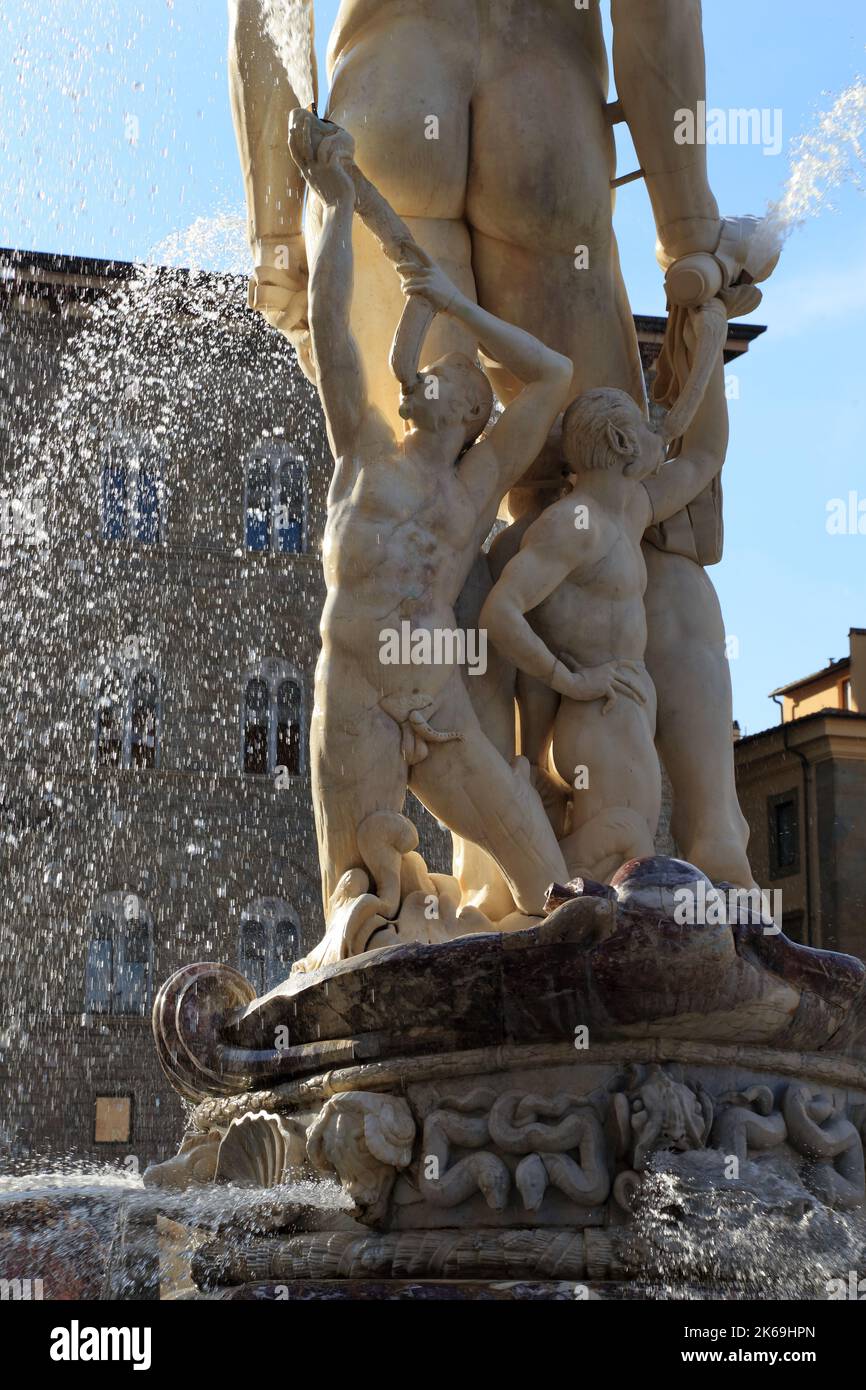Fuente de Neptuno en Florencia / Fontana del Nettuno a Florencia Foto de stock
