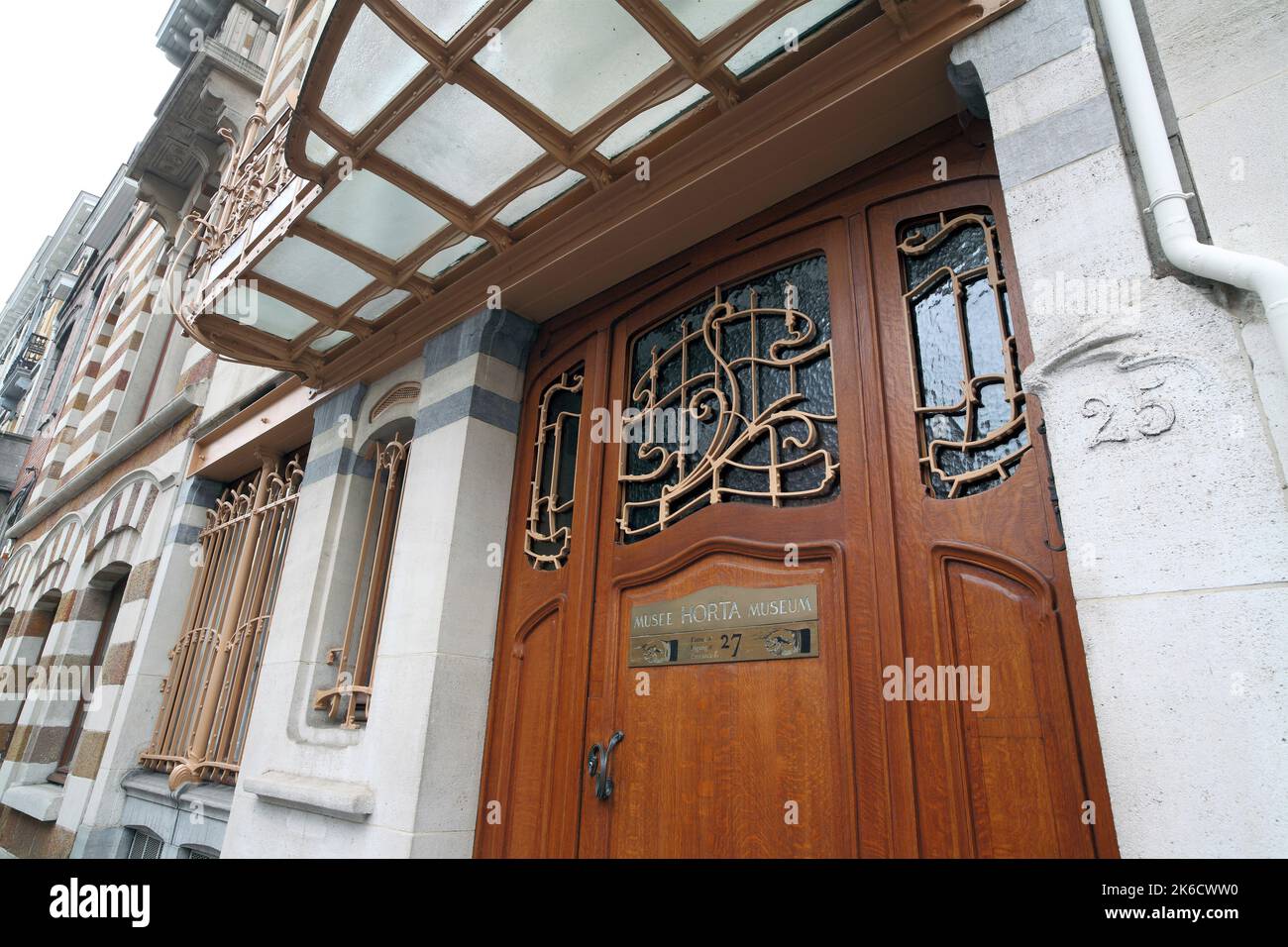 La entrada al Museo Horta - la casa y estudio del arquitecto Victor Horta, Bruselas, Bélgica. Foto de stock