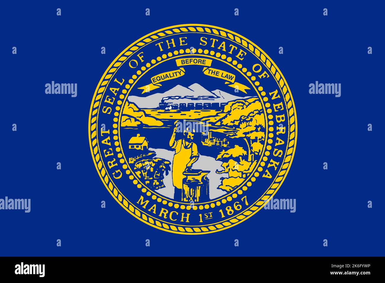 Bandera de Nebraska. Bandera y símbolo patriótico. Colores oficiales