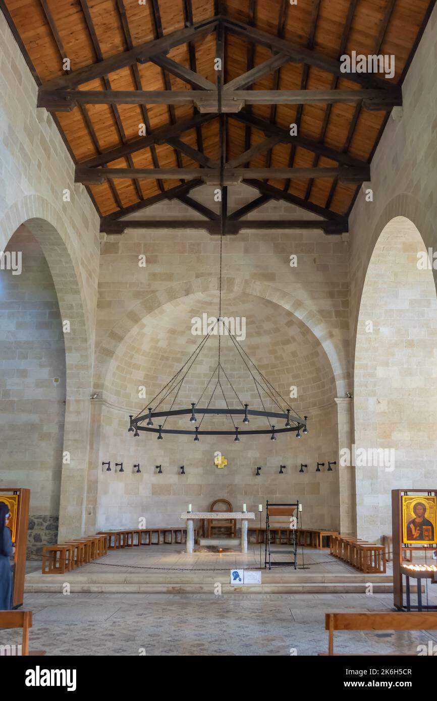 Israel, Galilea, Tabgha, Iglesia de la Multiplicación, interior Foto de stock