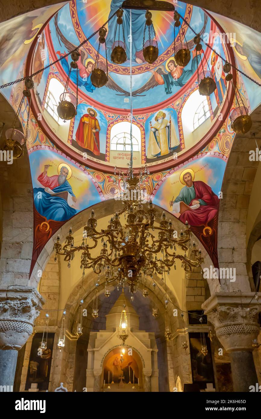 Israel, Jerusalén, iglesia del Santo Sepulcro, interior, Capilla Armenia de Santa Elena, cúpula Foto de stock