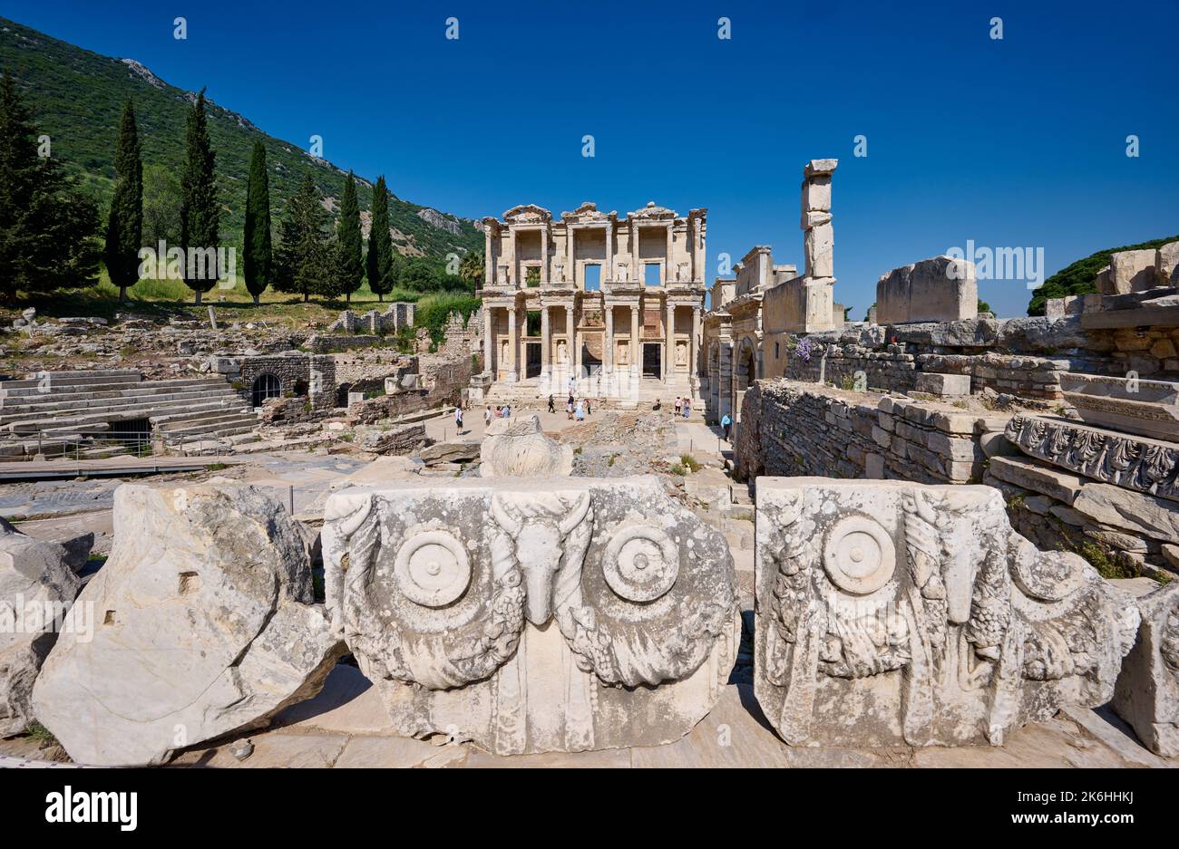 Biblioteca de Celsus, Sitio Arqueológico de Éfeso, Selcuk, Turquía Foto de stock