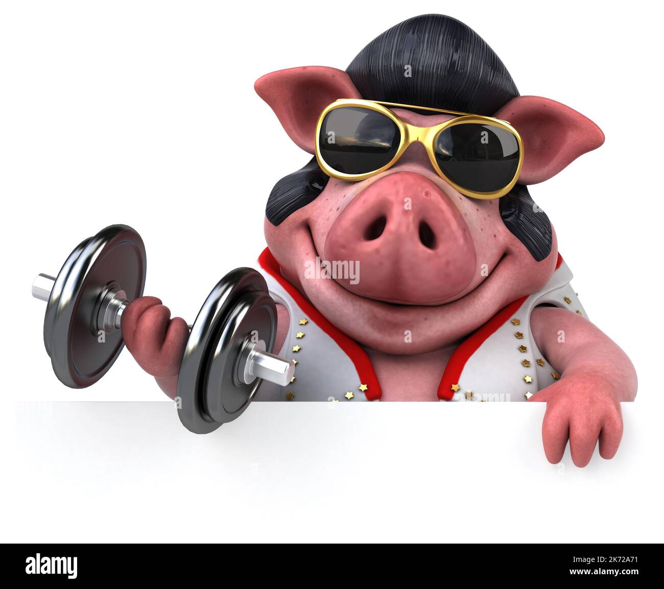 Ilustración divertida de dibujos animados en 3D de un rockero de cerdo  Fotografía de stock - Alamy