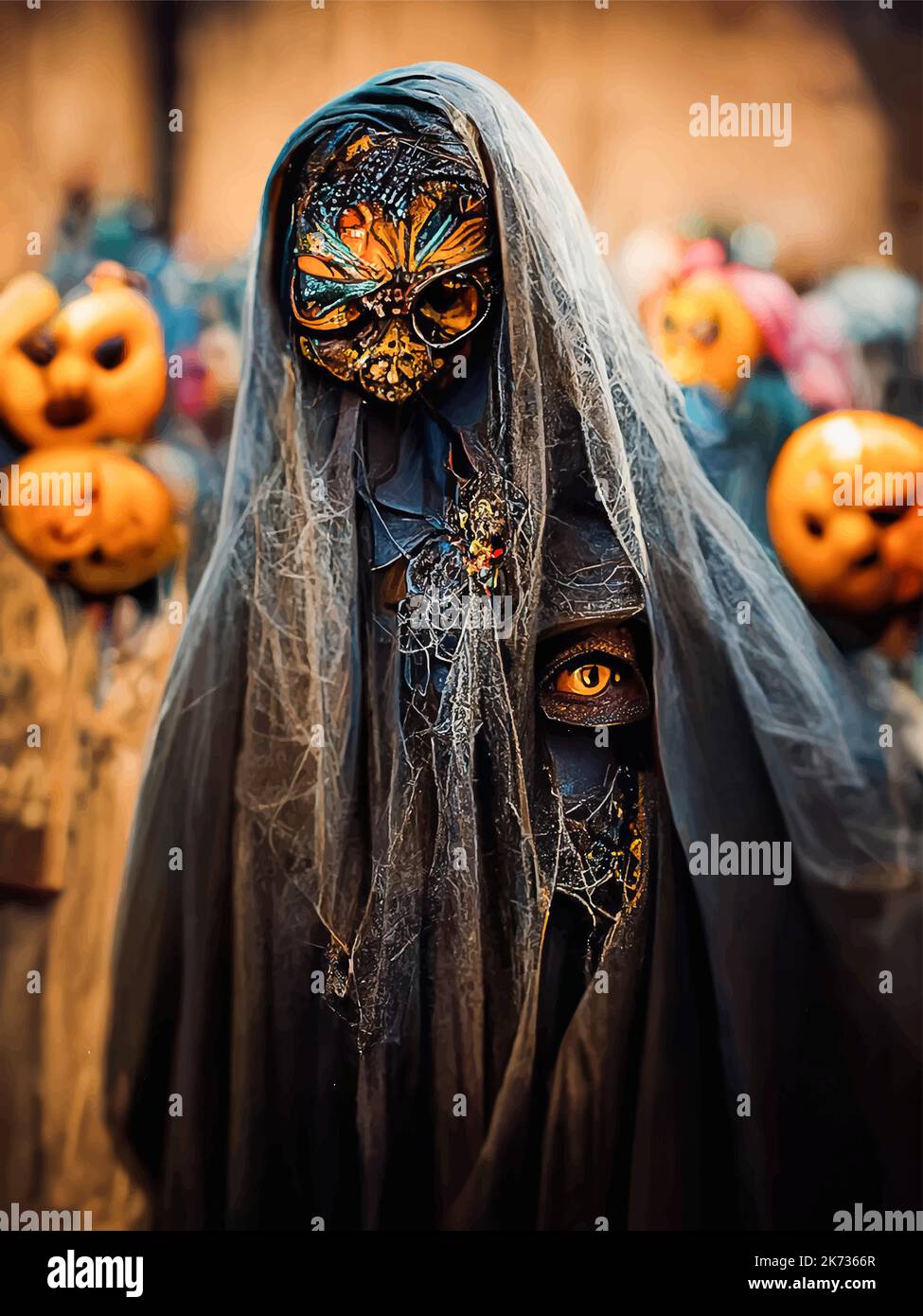 Personajes creativos para Halloween. Trajes y máscaras. Halloween  terrorífico y divertido. estilo vectorial Imagen Vector de stock - Alamy