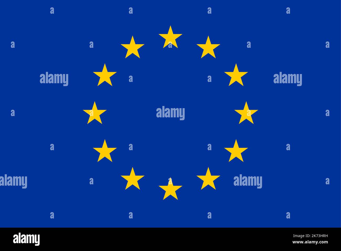 Bandera de Europa, Europea, Unión Europea, Consejo de Europa, círculo de doce estrellas amarillas de cinco puntas sobre un campo azul Ilustración del Vector