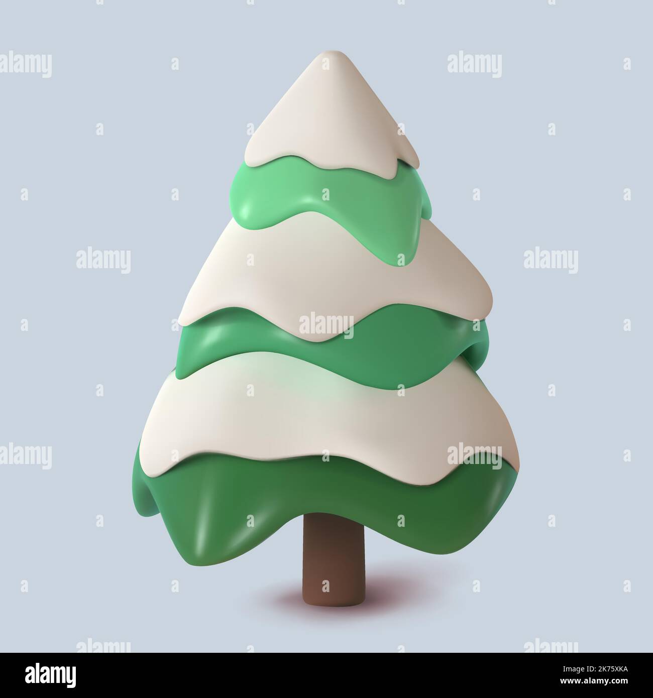 Árbol de Navidad abstracto en la nieve. Ilustración de Vector 3D. Feliz Año Nuevo y Feliz Navidad. Ilustración del Vector
