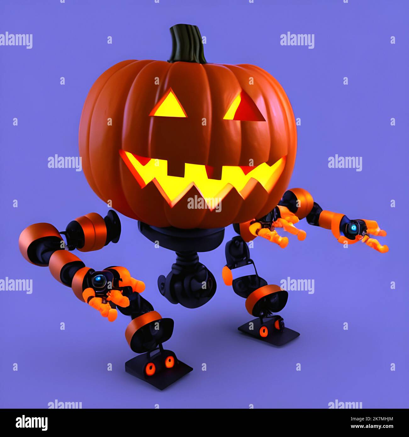 3D Ilustración de una calabaza de Halloween que también es un robot  Fotografía de stock - Alamy