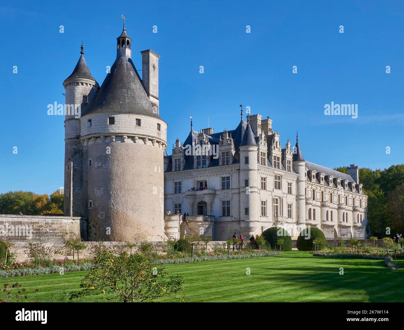 Valle de Cher, Chenonceaux (centro de Francia): El castillo de Chenonceau, famoso castillo del valle del Loira, en el departamento de Touraine Foto de stock