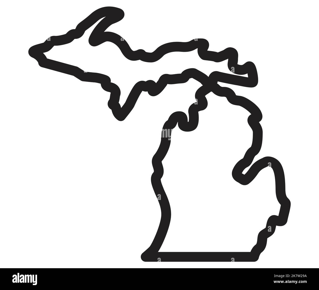 michigan MI estado forma mapa esquema simplificado EE.UU. Vector aislado sobre fondo blanco