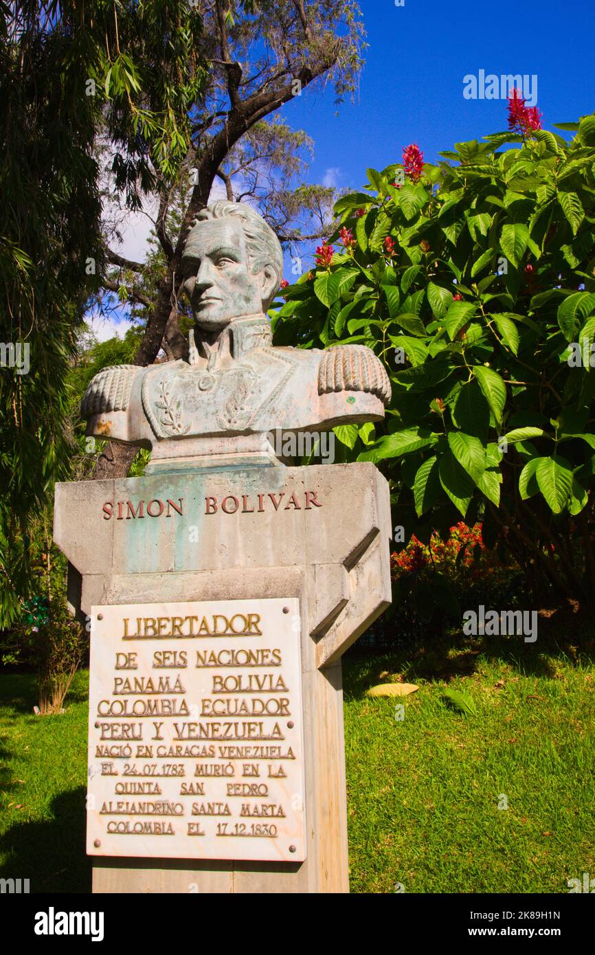 Portugal, Madeira, Funchal, Jardín Municipal, estatua de Simón Bolívar, Foto de stock