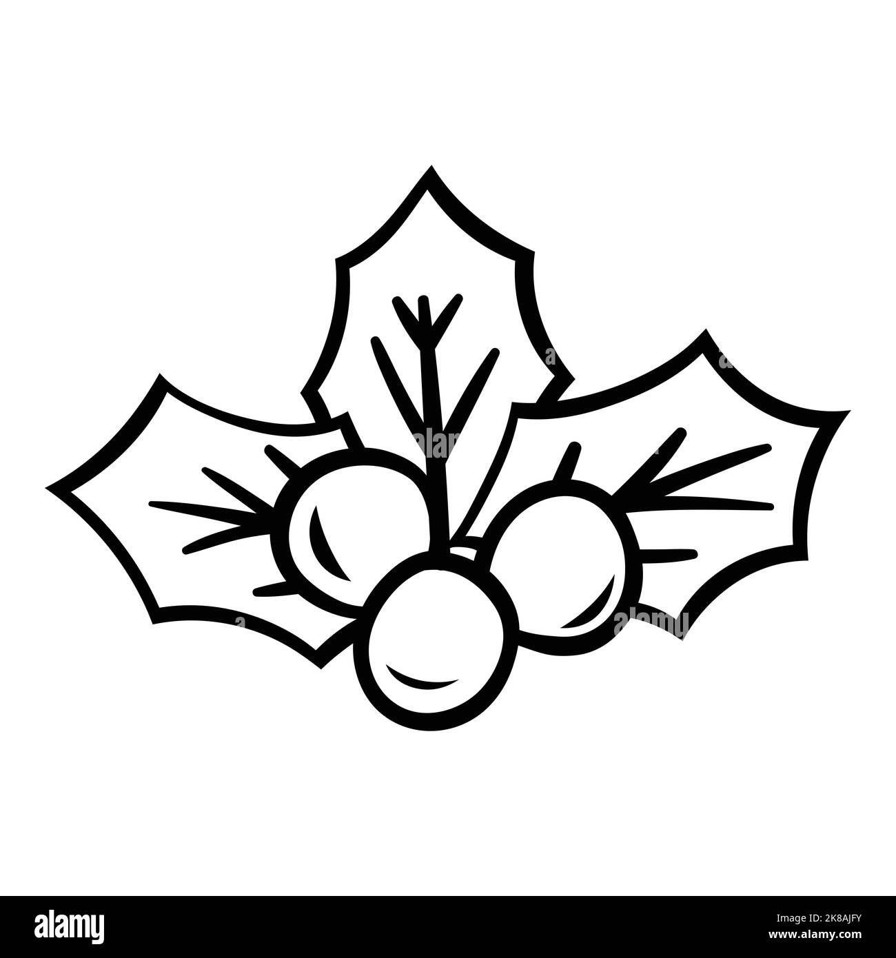 Hojas de acebo de Navidad con bayas rojas Ilustración Vector, para