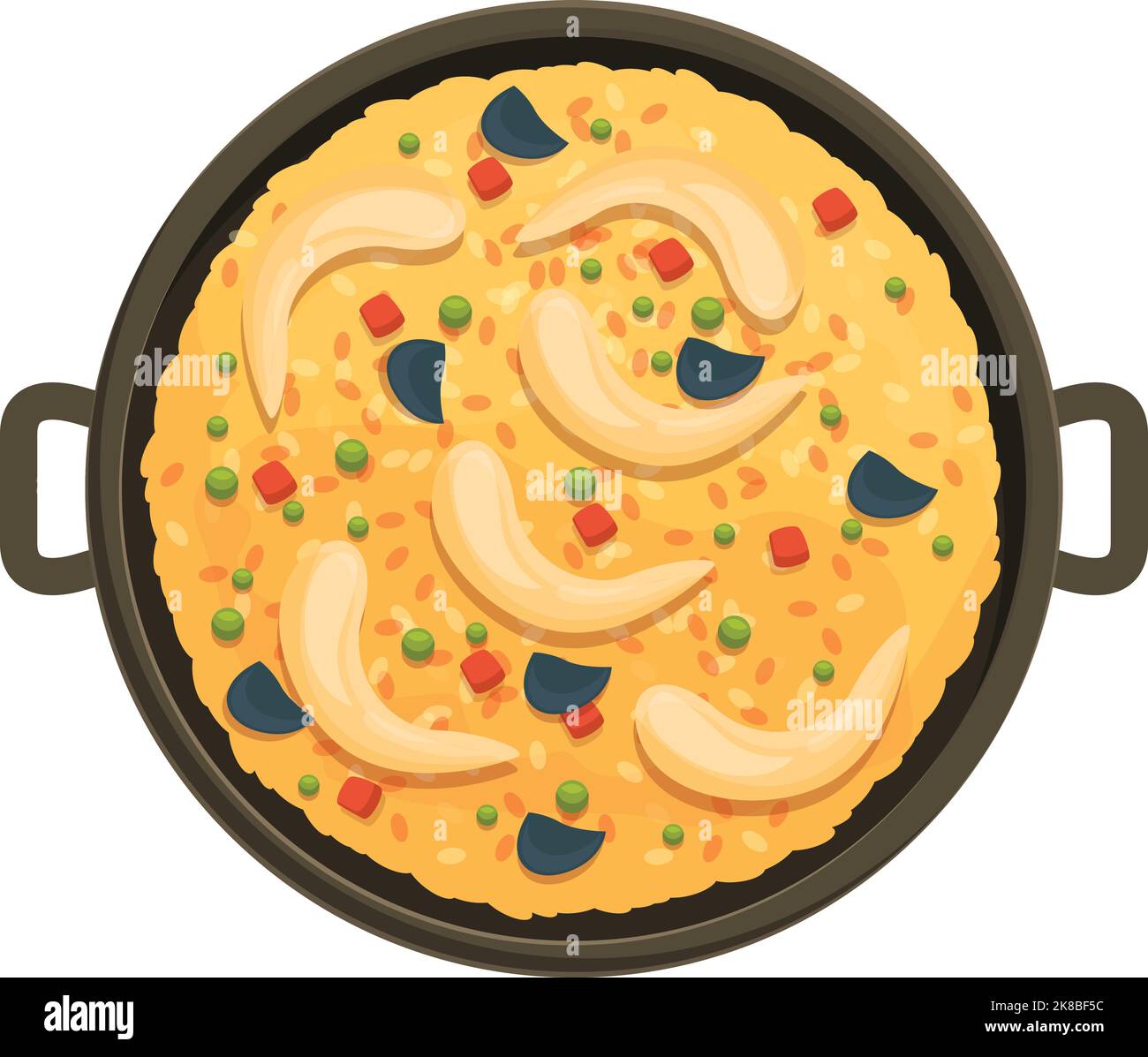 Icono de paella vector de dibujos animados. Comida española. Plato de