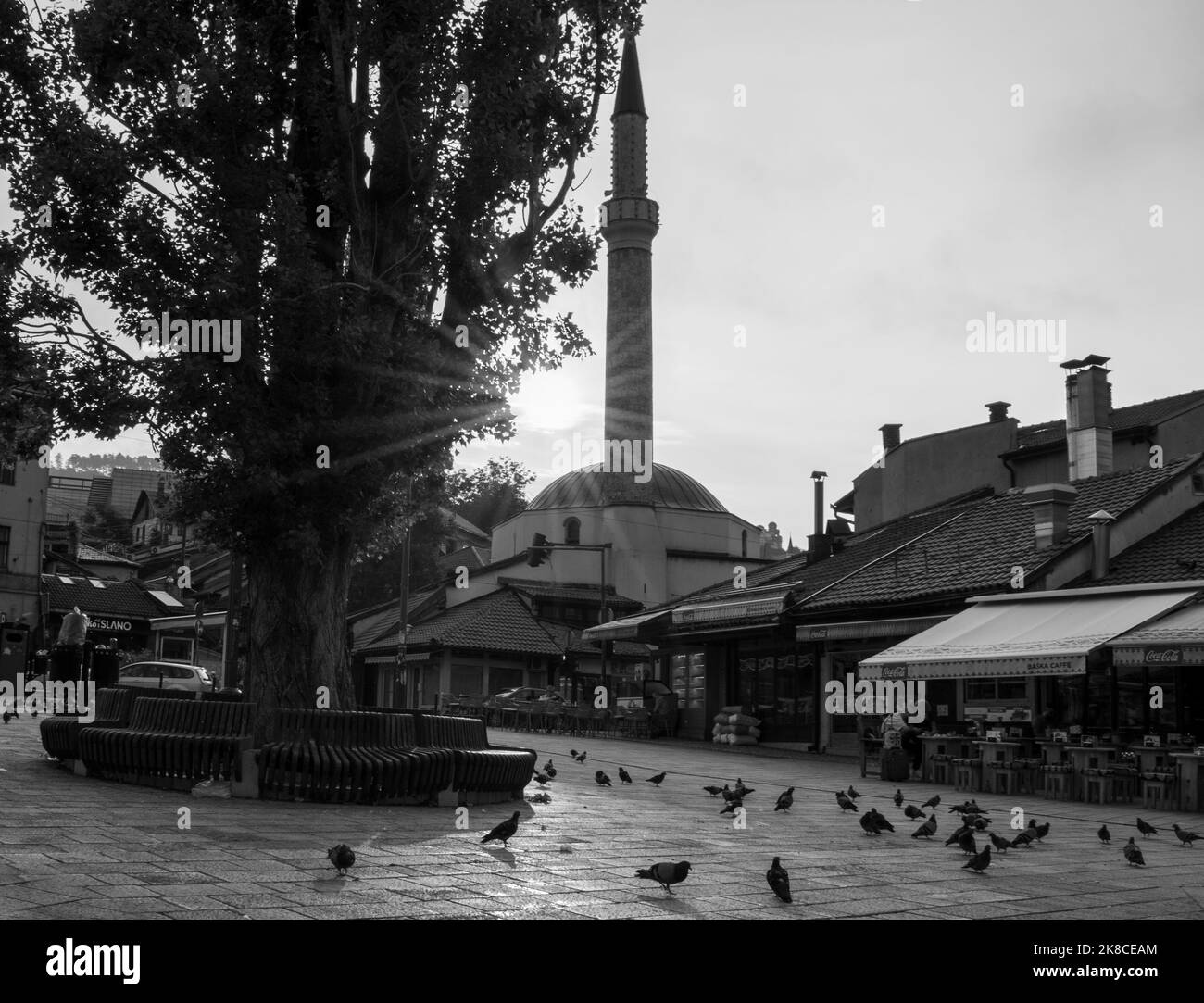La parte más famosa de la ciudad vieja de Sarajevo. Foto de stock