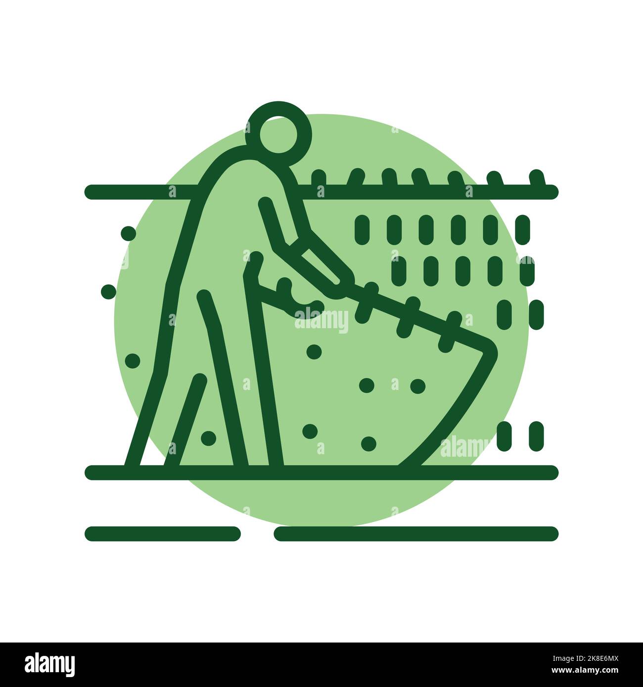 Icono de línea de color de cobertura de hierba. Servicio de jardín. Ilustración del Vector
