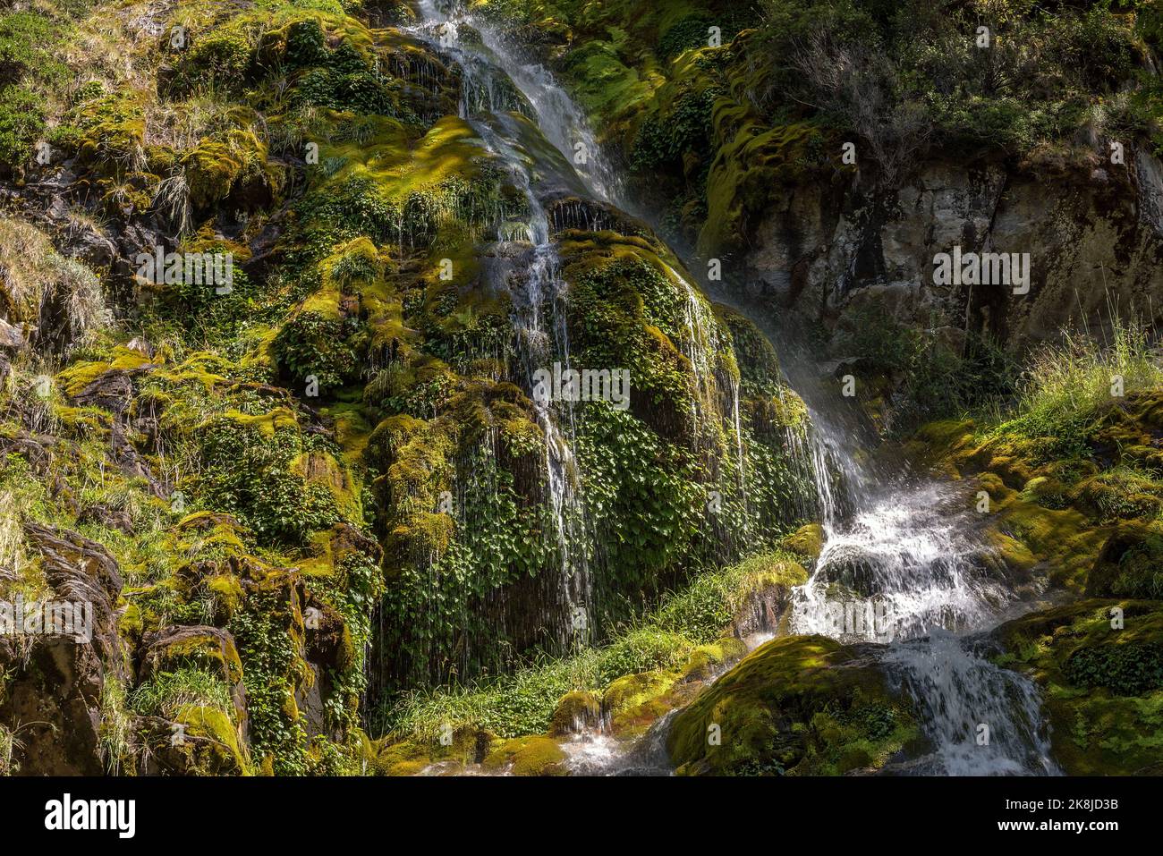 Pequeña cascada en el Parque Nacional Los Glaciares en Argentina Foto de stock