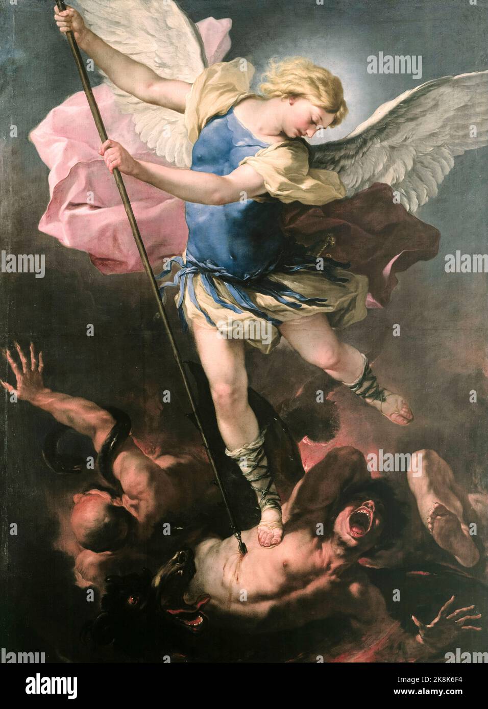 San Miguel, pintura al óleo sobre lienzo de Luca Giordano, hacia 1663 Foto de stock