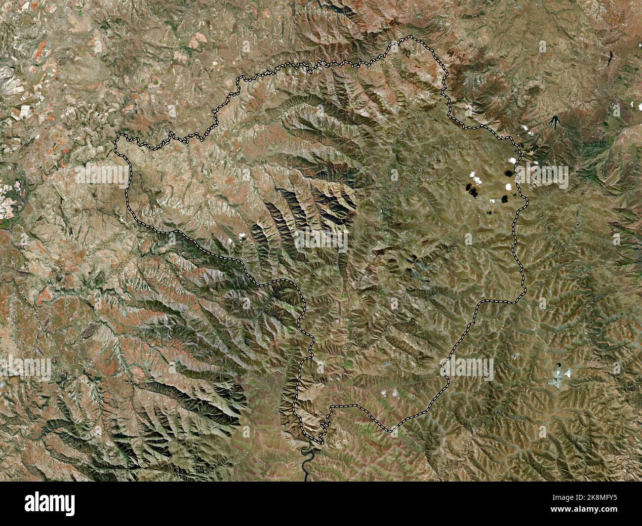 Butha-Buthe, distrito de Lesotho. Mapa satelital de alta resolución Foto de stock