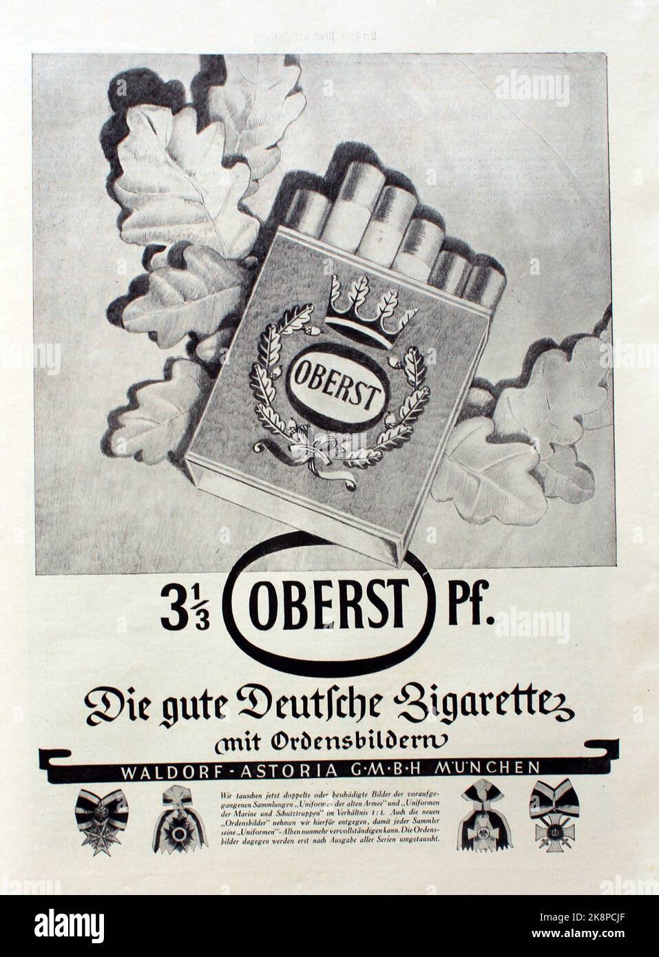 Anzeige der WaldorfAstoria Zigarettenfabrik München aus dem Jahr 1933