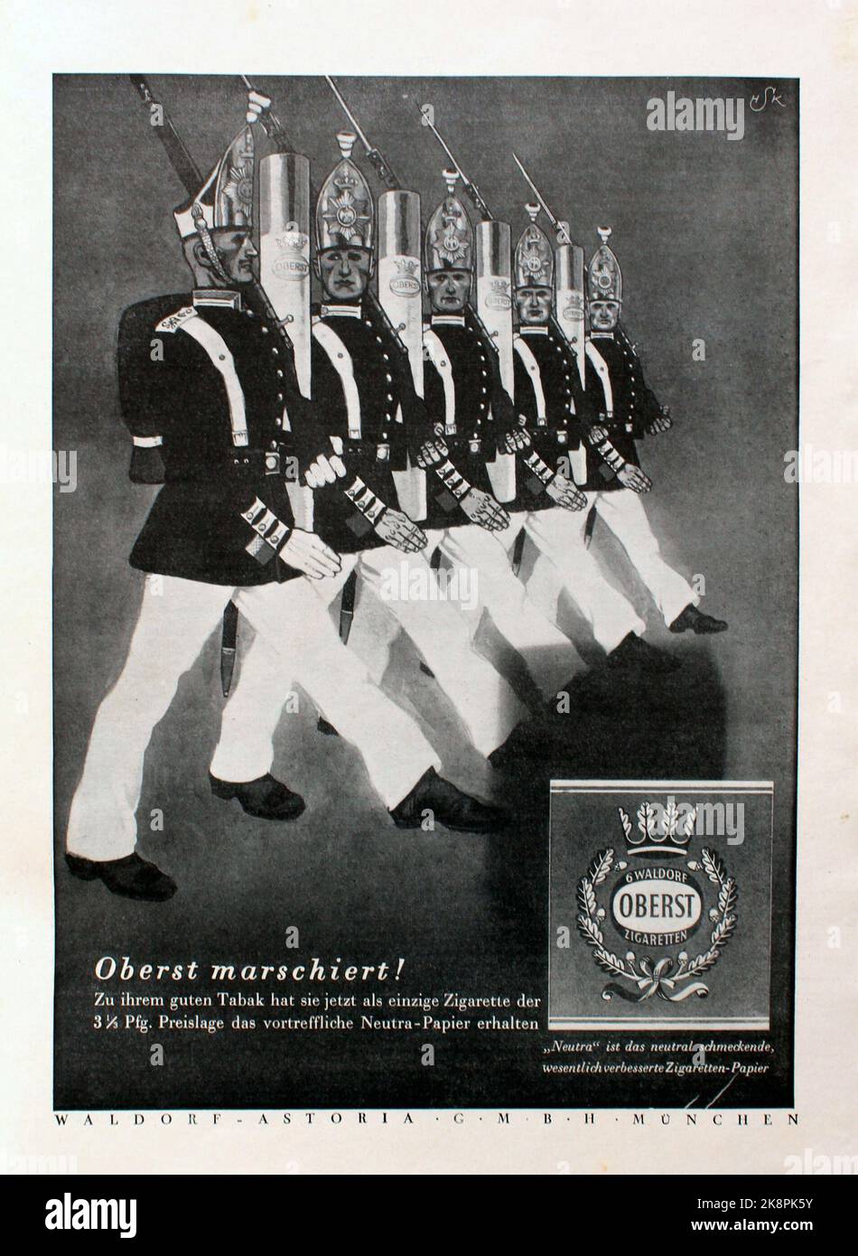 Anzeige der WaldorfAstoria Zigarettenfabrik München aus dem Jahr 1933