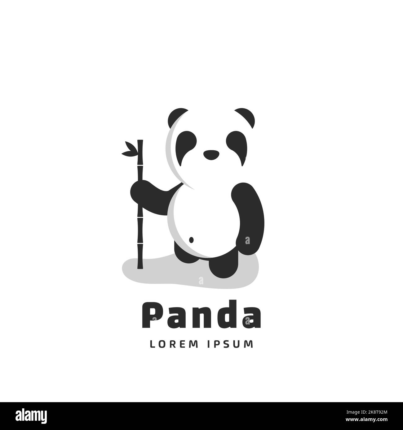 Lindo panda con bambú en la mano. Ilustración vectorial Ilustración del Vector