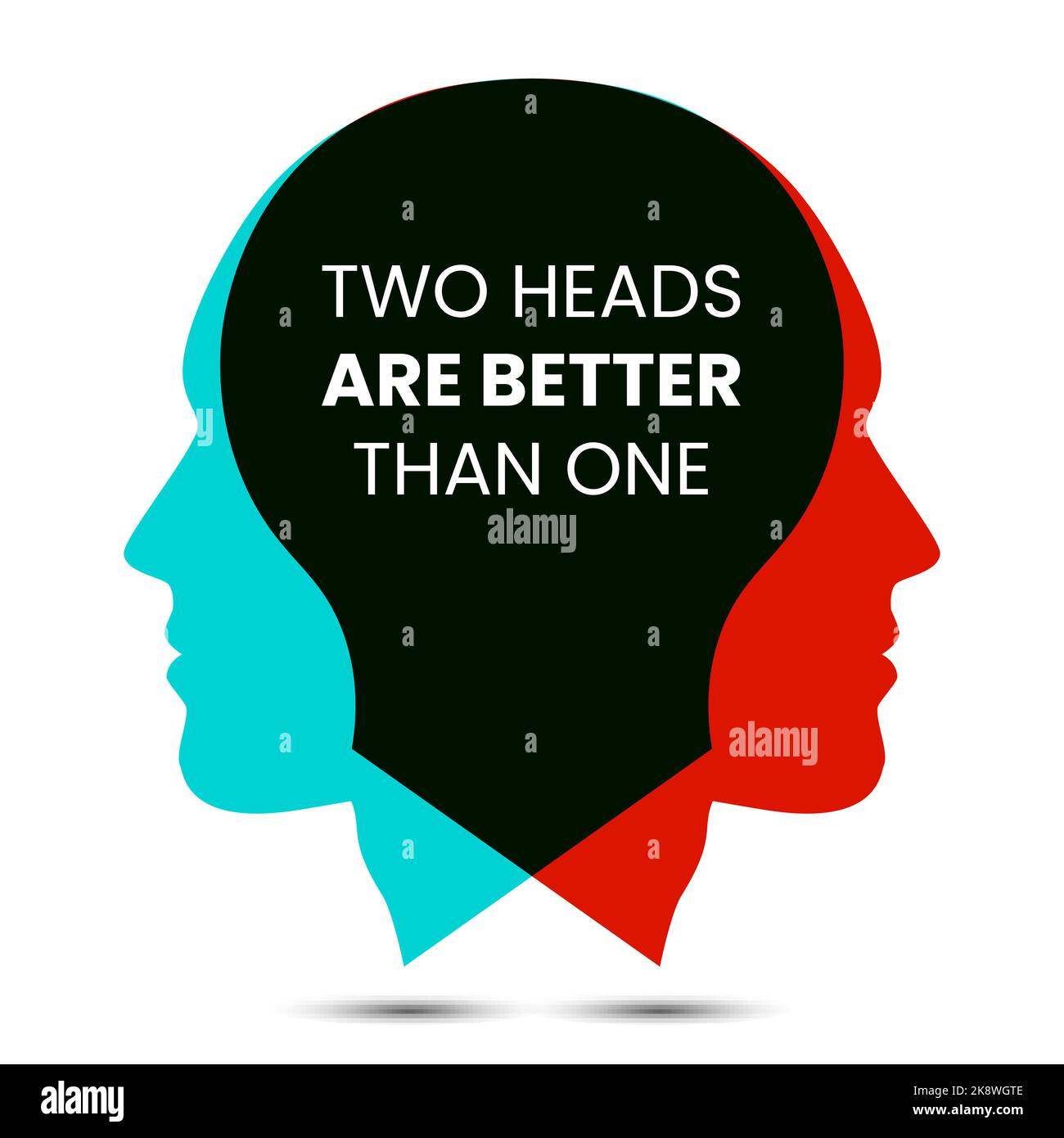 Dos cabezas son mejores que una. Ilustración vectorial Imagen Vector de