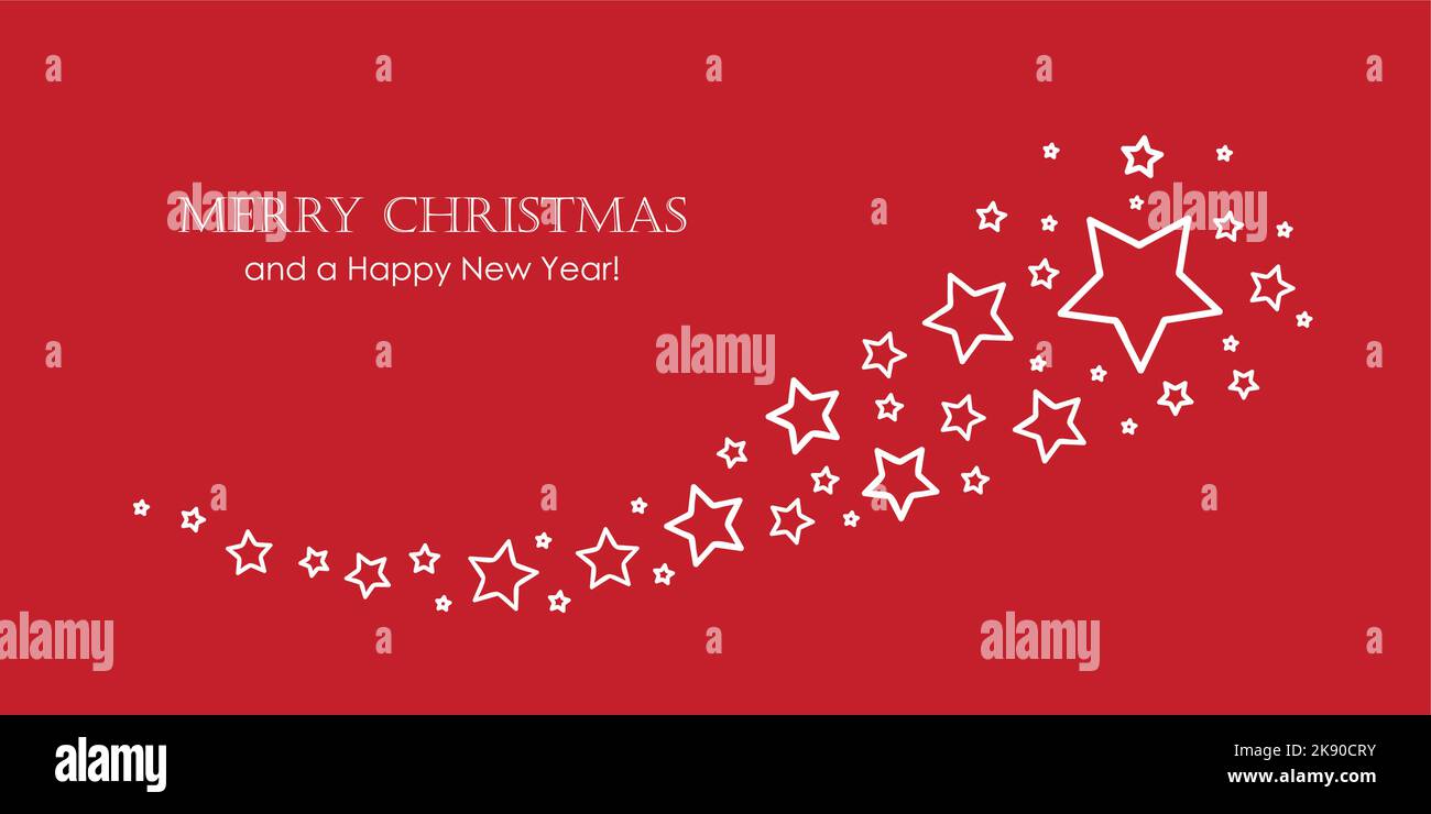 navidad tarjeta de felicitación decoración estrella caída sobre fondo rojo Ilustración del Vector