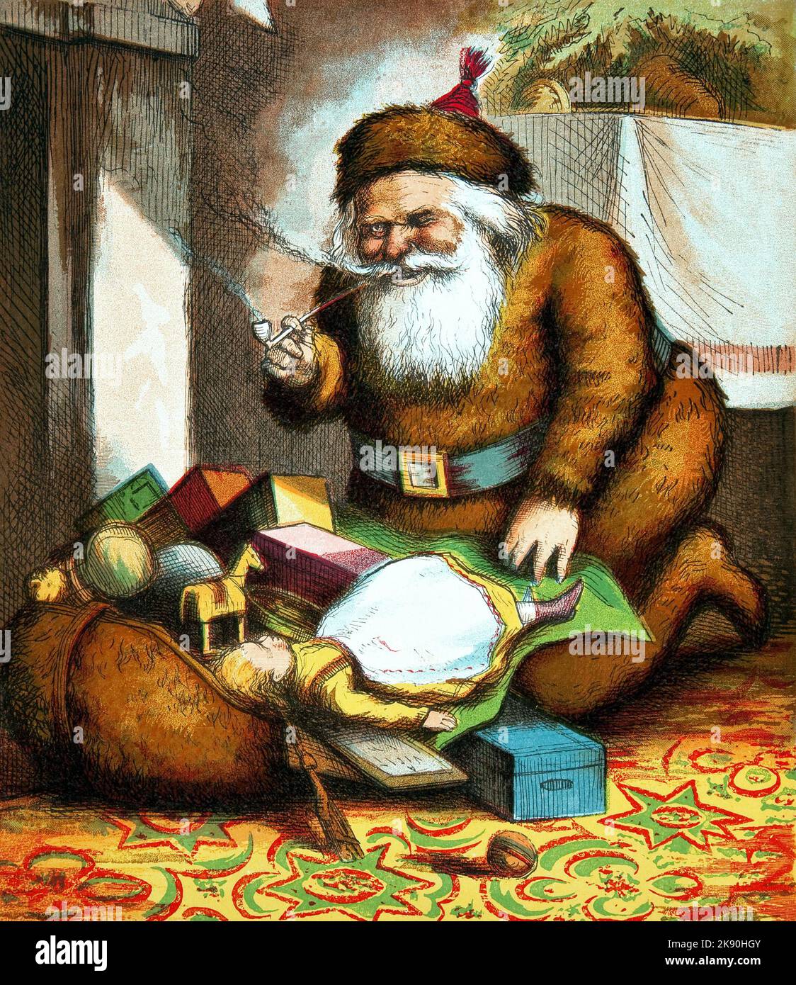 Santa Claus - Thomas Nast y Clemente Moore 1869 Foto de stock