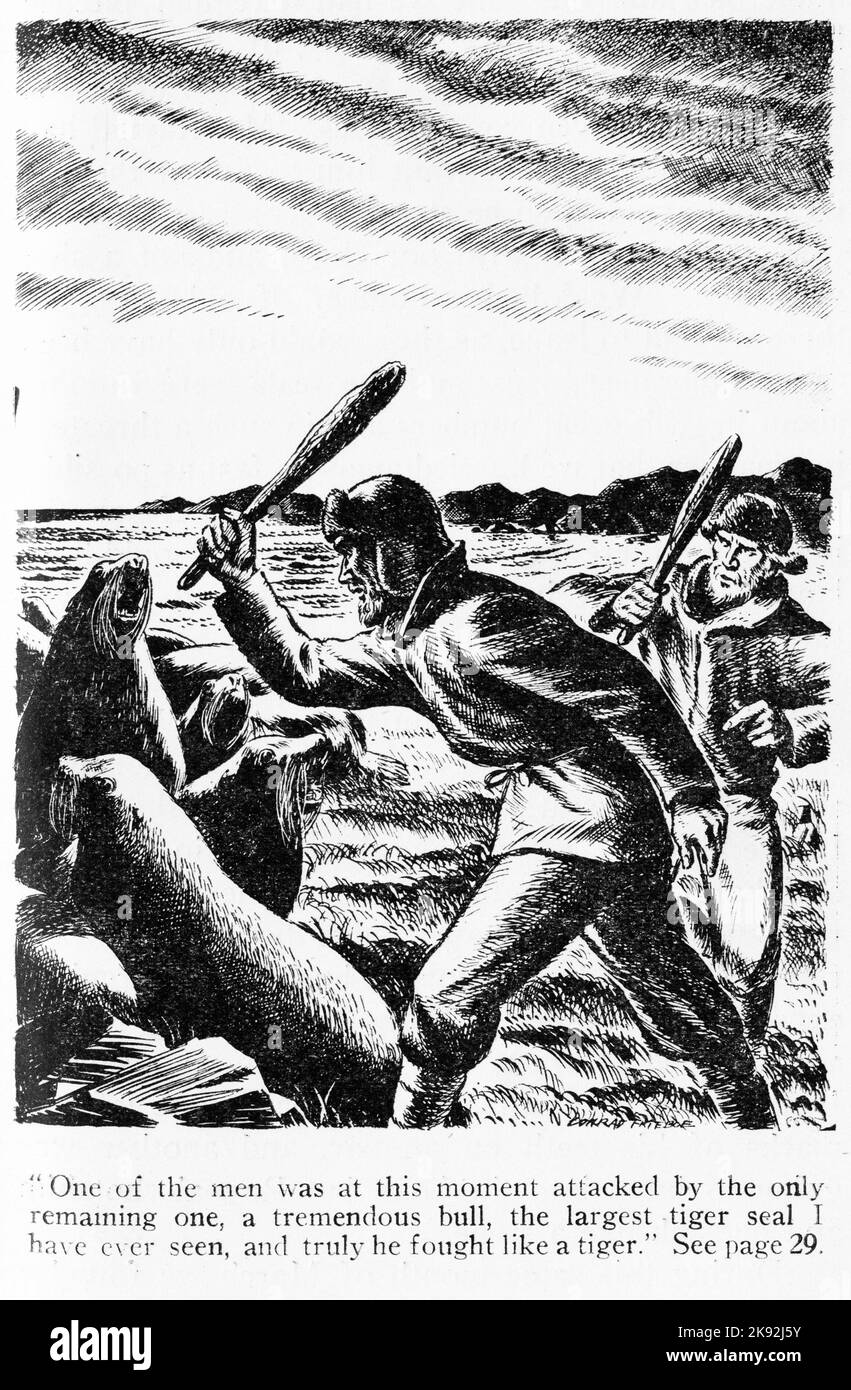 Ilustración de la tripulación de Grafton, que mata focas por carne