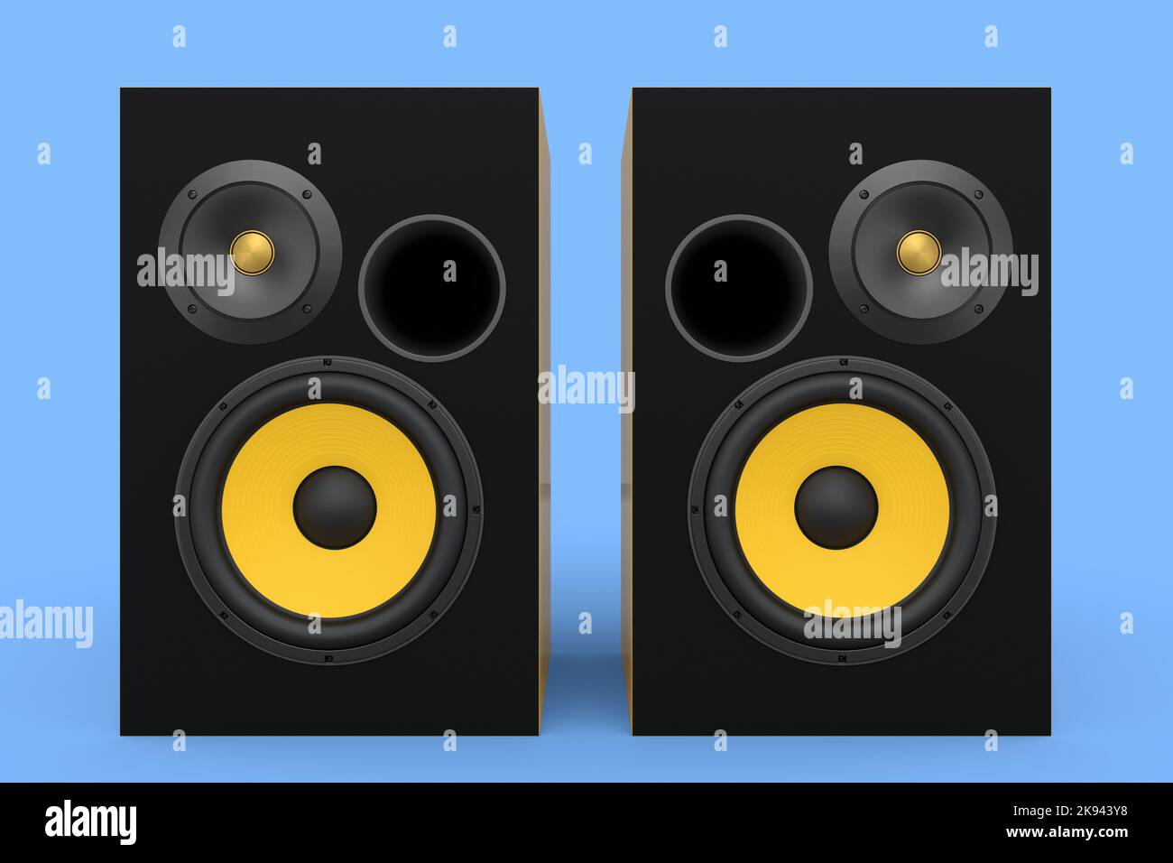 Altavoces Hi-fi con altavoces aislados sobre fondo azul. 3d render equipo  de audio como boombox para estudio de grabación de sonido Fotografía de  stock - Alamy