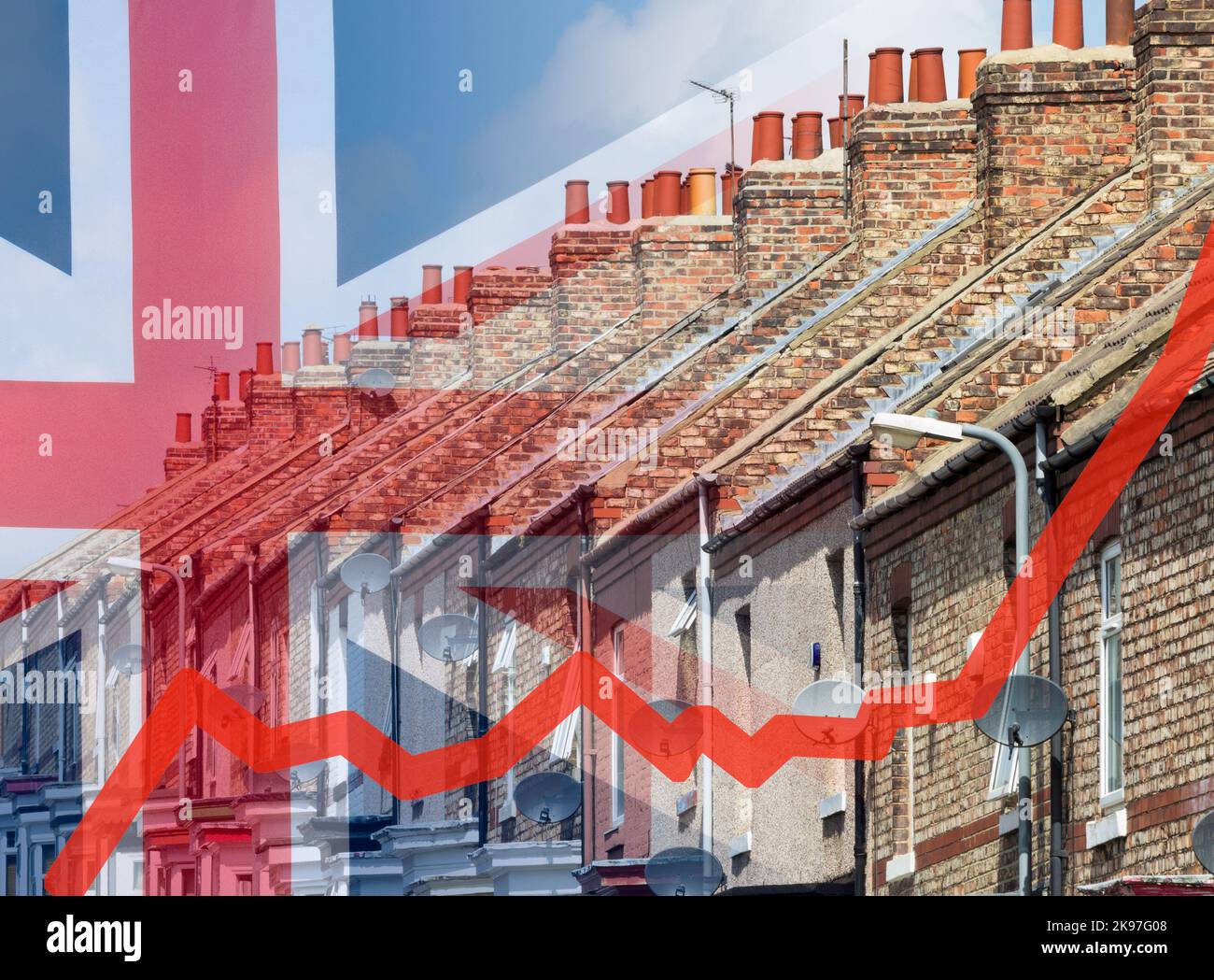 Economía británica, mercado inmobiliario, crisis del costo de vida, hipoteca, préstamos, recesión, inflación Foto de stock