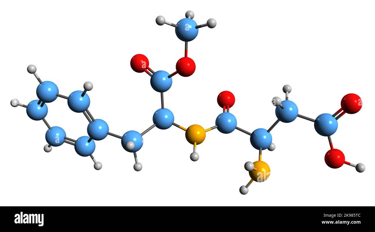 3d Imagen De La Fórmula Esquelética De Aspartame Estructura Química