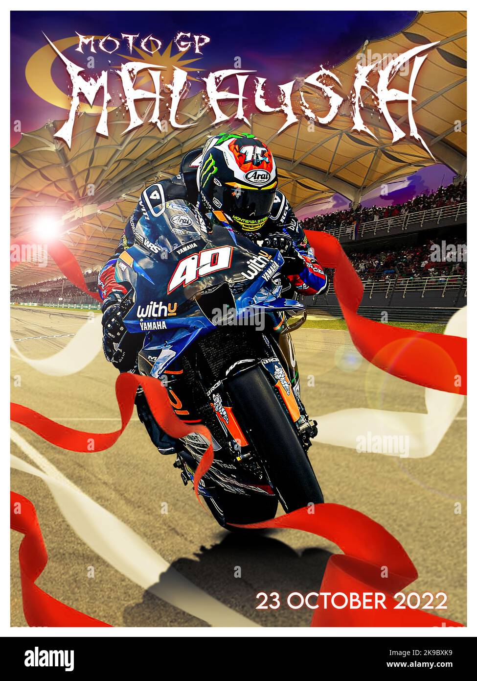 Cartel de la carrera Moto GP 2022 de Malasia Foto de stock