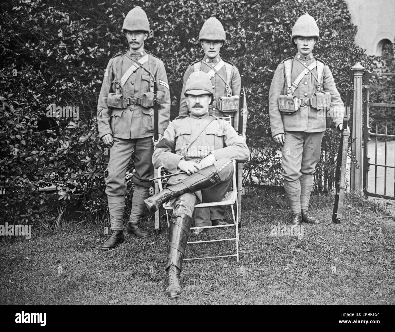 Soldados británicos posando para la cámara durante la Guerra de los Bóers. Foto de stock