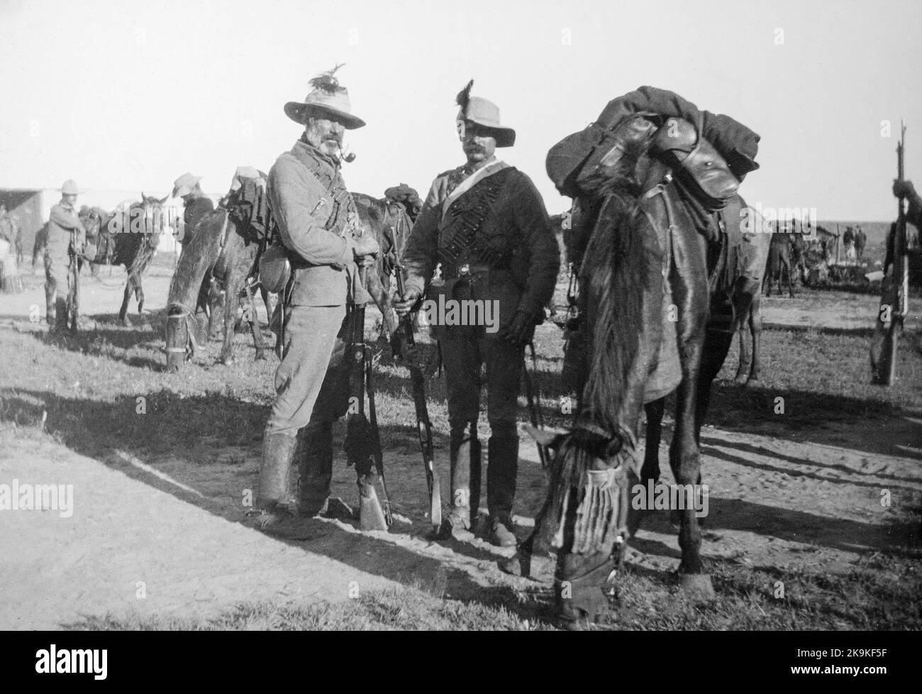 Soldados Boer durante la Guerra Boer. Foto de stock