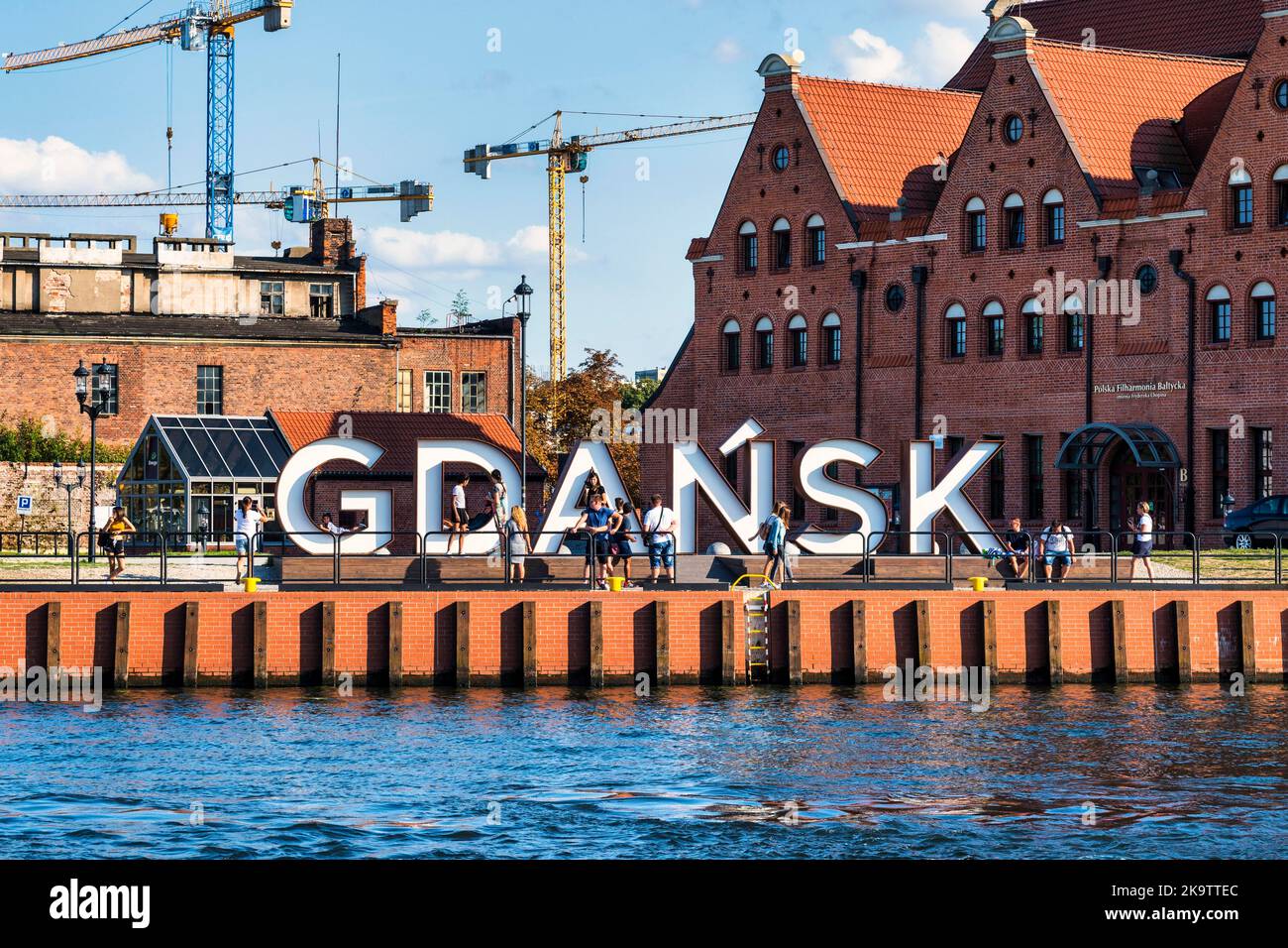 Señal de la ciudad de Gdanks, Gdansk. Polonia Foto de stock