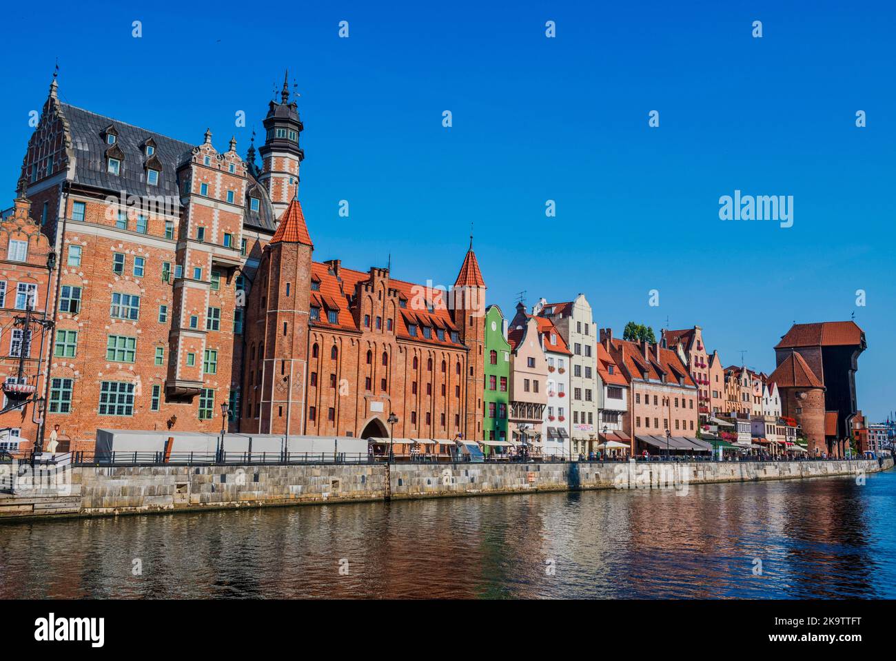 Casas de la liga hanseática en el río Motlawa, Gdansk. Polonia Foto de stock