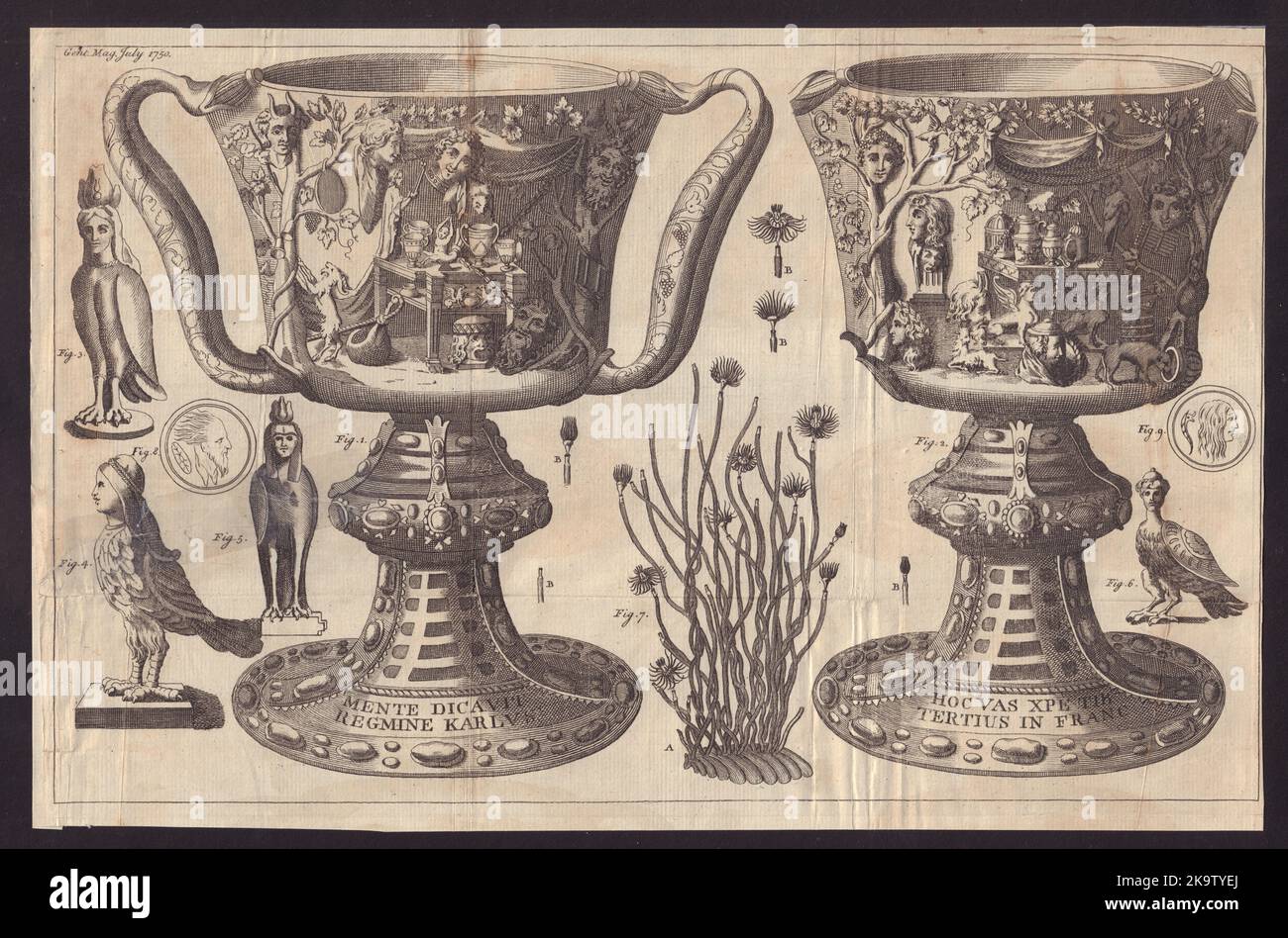 Agate Vase: Los Misterios de Baco, Abadía de San Denis. Sirenas Harpies 1750 Foto de stock
