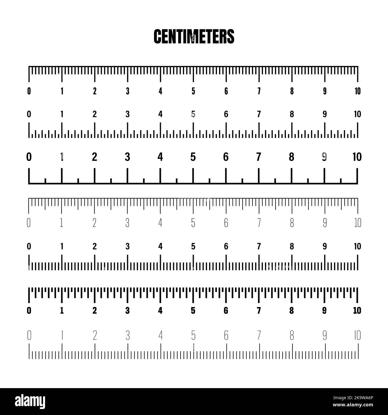 Escala Realista De Centímetros Negros Para Medir La Longitud O La Altura Varias Escalas De 7451