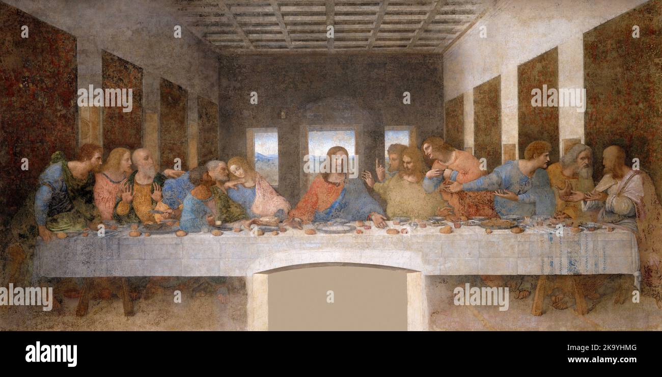 La última cena (1492-1498), pintura de Leonardo da Vinci Foto de stock