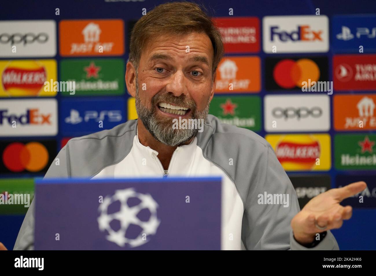 El director de Liverpool, Jurgen Klopp, durante una conferencia de prensa en Anfield, Liverpool. Fecha de la foto: Lunes 31 de octubre de 2022. Foto de stock